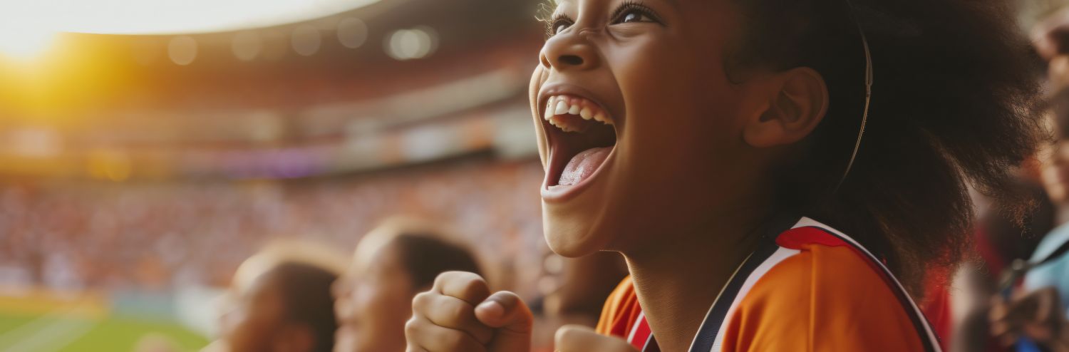 Happy girl at sporting event